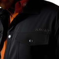 Black jacket with Ariat branding on a white background