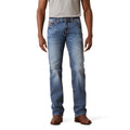 Person wearing blue jeans on a white background