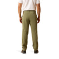 Person wearing olive green pants on a white background