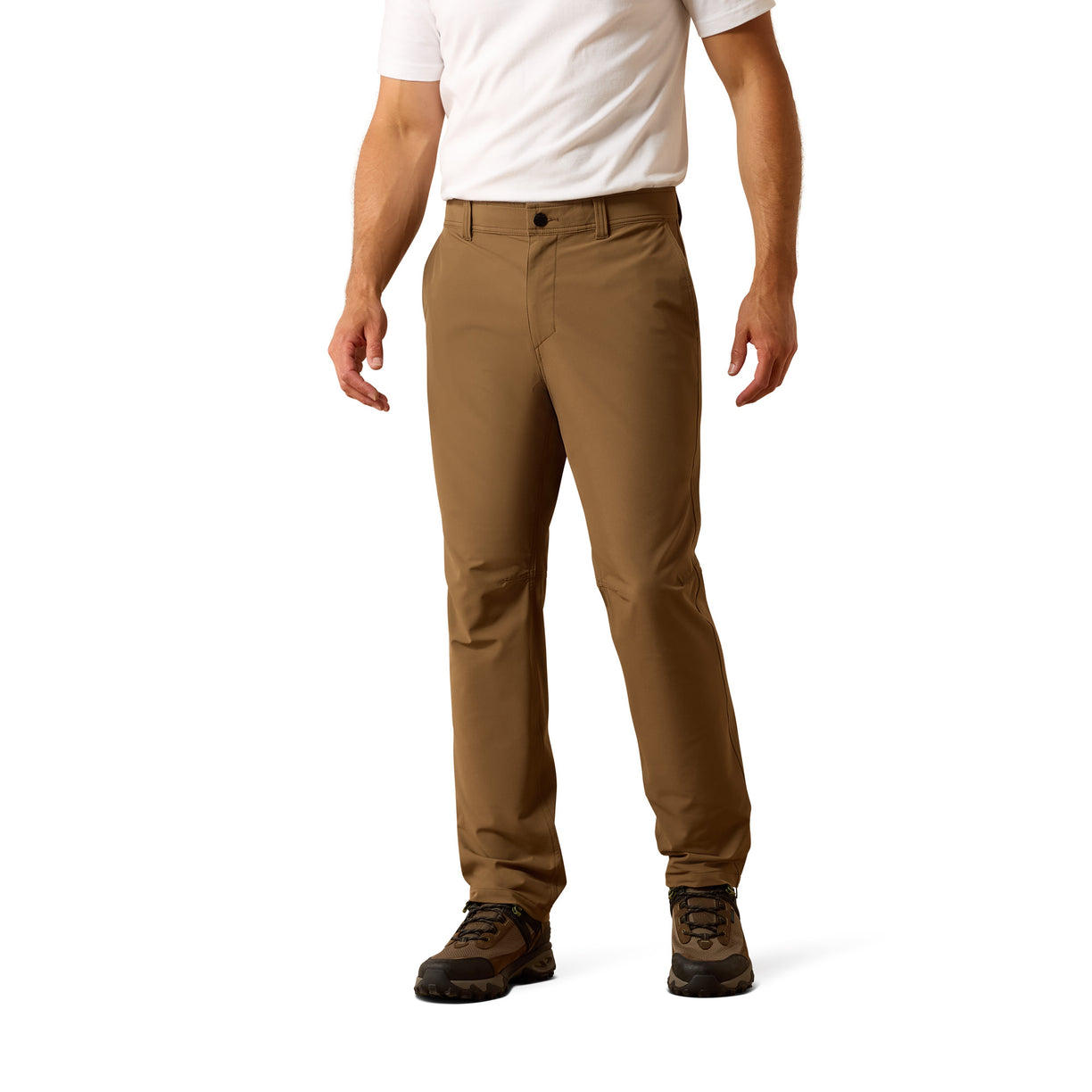 Person wearing brown pants on a white background