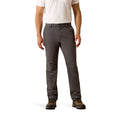 Person wearing gray pants on a white background