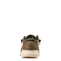 Brown sneaker with 'Ariat' branding on a white background
