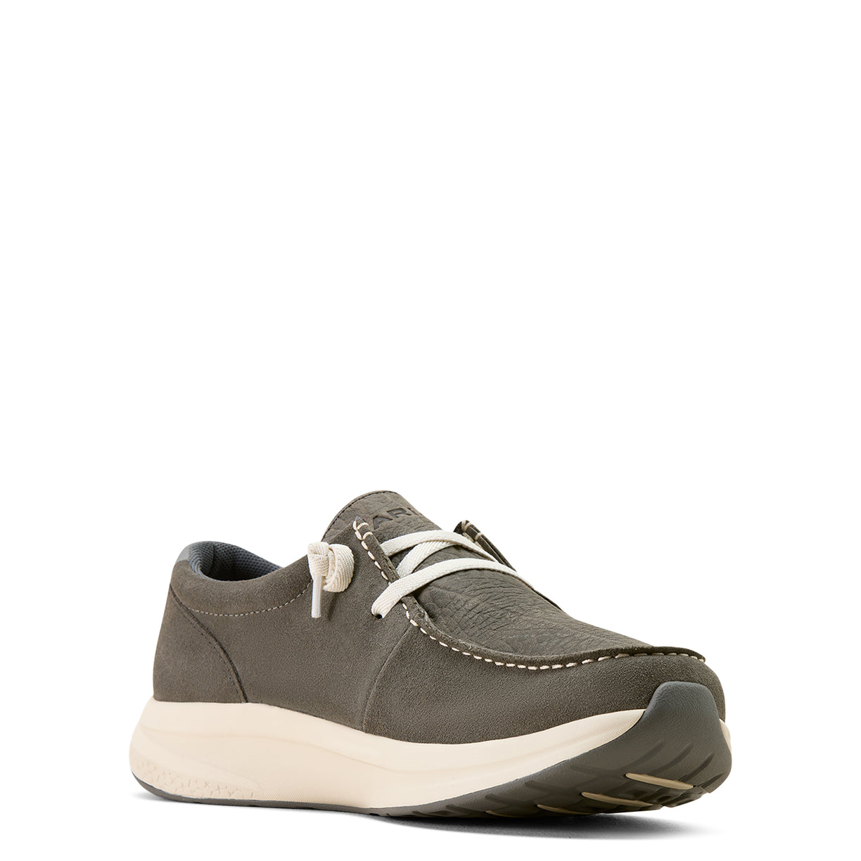 Gray casual shoe with white sole on a white background