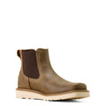 Brown leather Chelsea boot on a white background