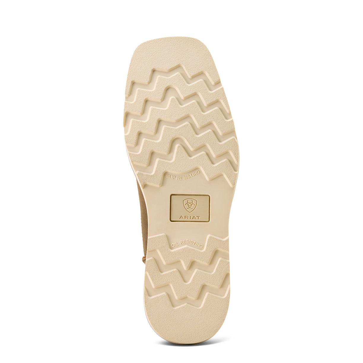 Beige shoe sole with tread pattern on a white background
