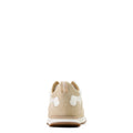 Beige sneaker with white accents on a white background