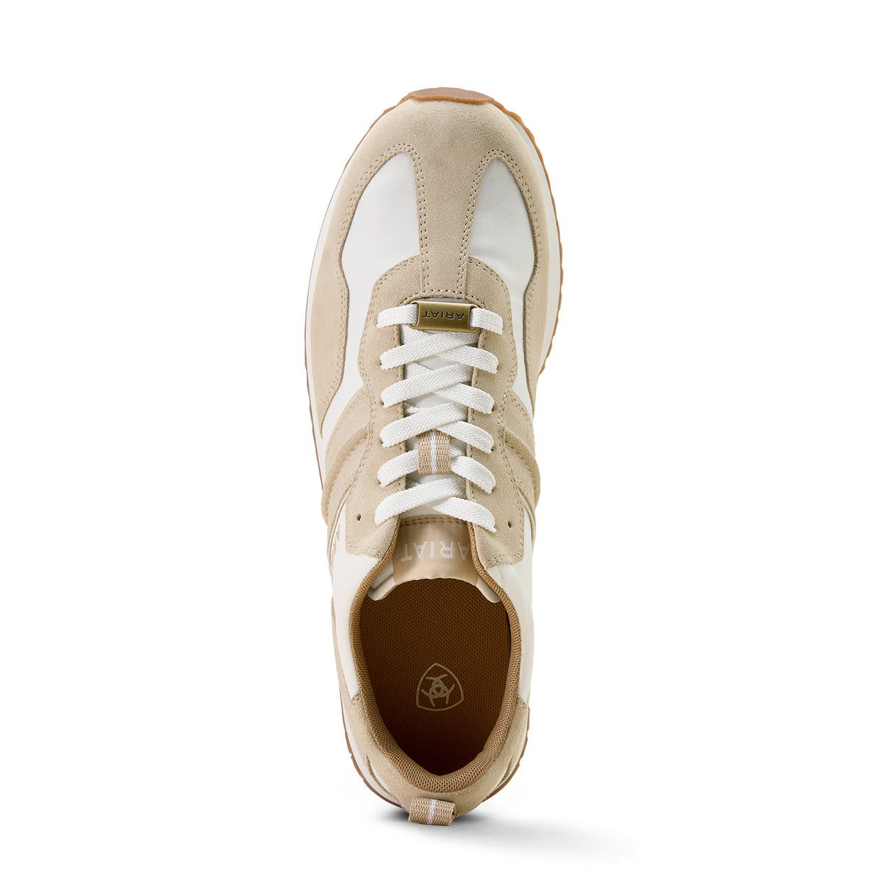 Beige and white sneaker on a white background