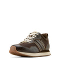 Brown and gray sneaker with 'Ariat' branding on a white background