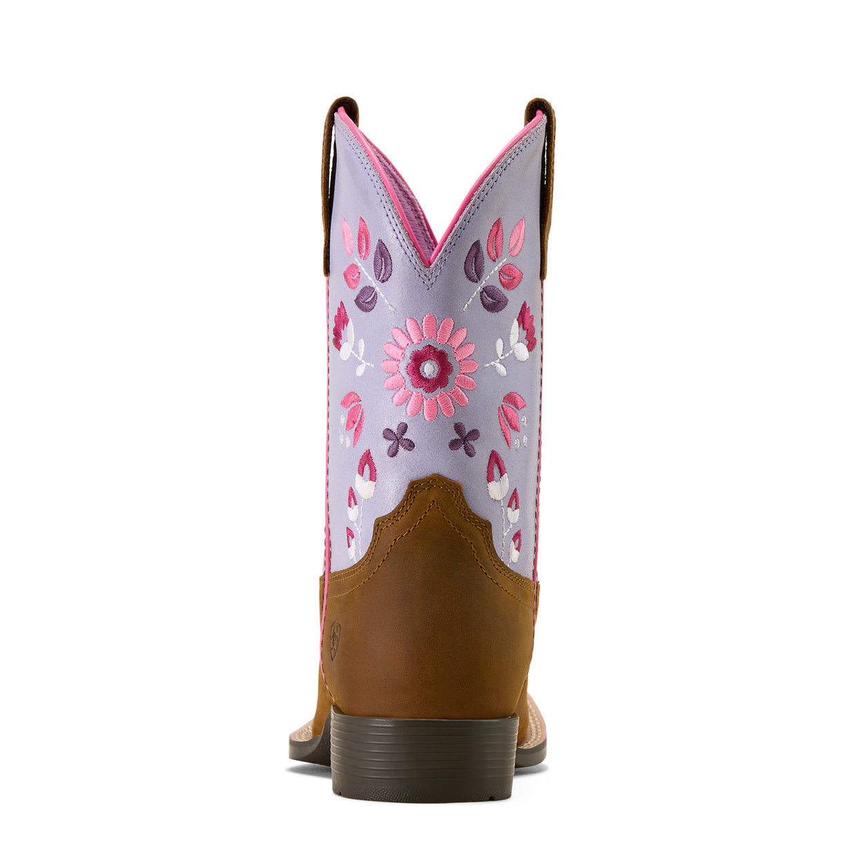 Cowboy boot with floral design on a white background