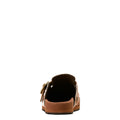 Brown sandal with a strap on a white background