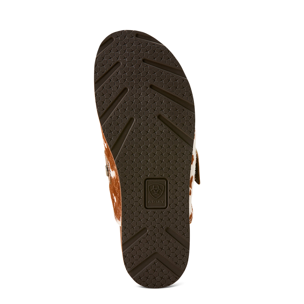 Brown sandal sole with textured pattern on a white background