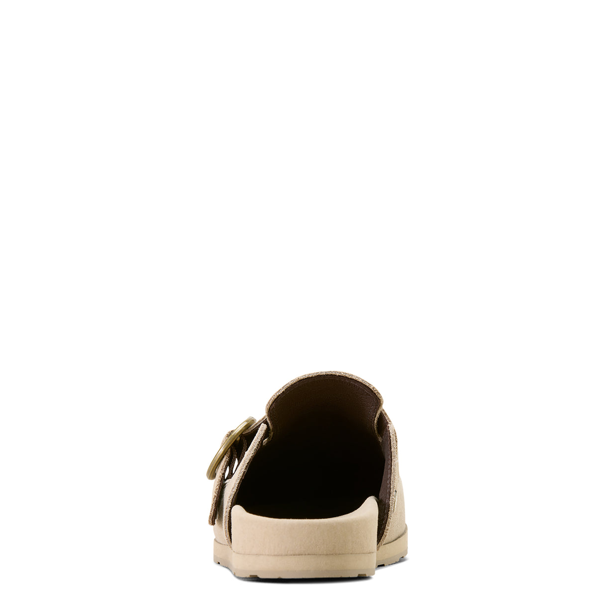 Beige sandal with a strap on a white background