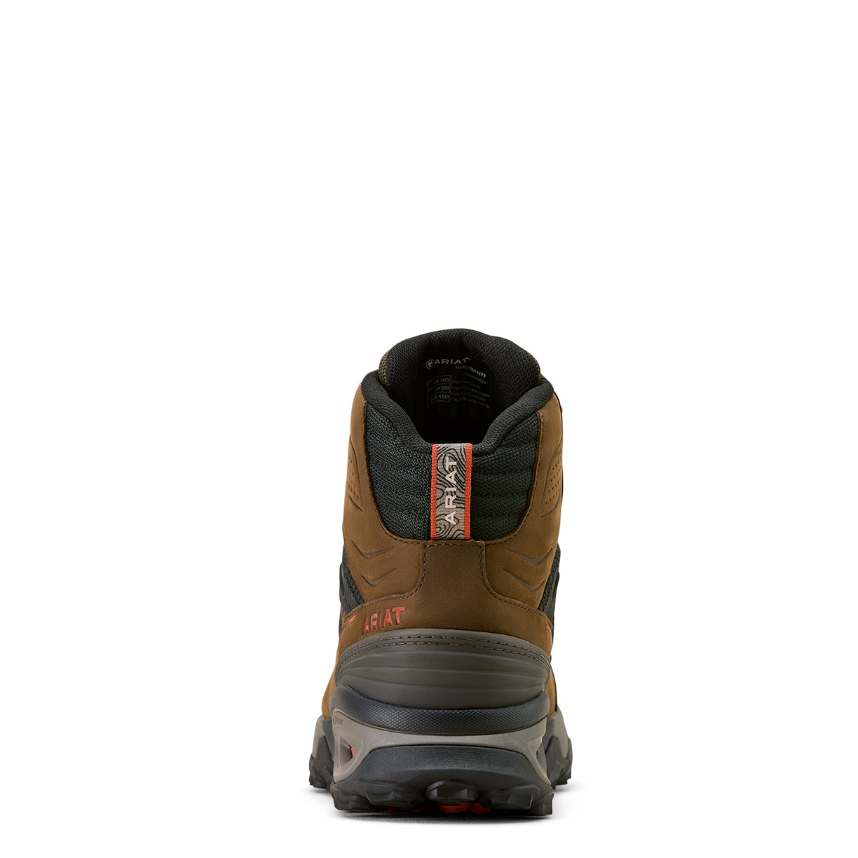 Brown hiking boot with brand logo on a white background