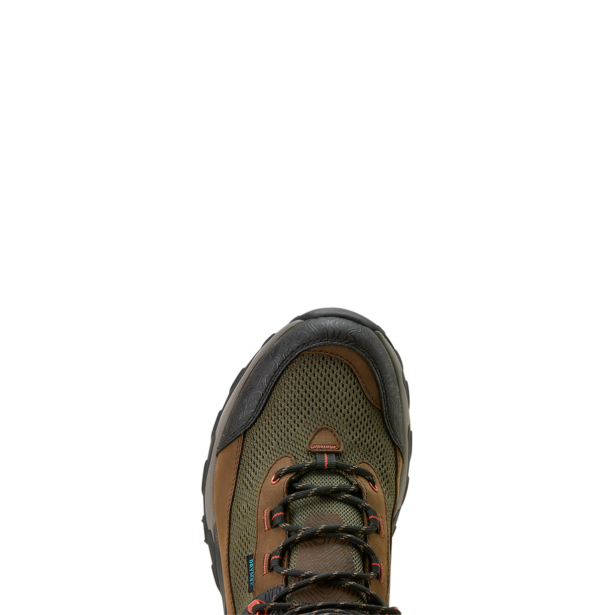 Brown hiking boot on a white background