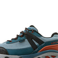 Blue and orange athletic shoe with 'Ariat' branding on a white background
