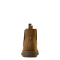 Brown boot with a brand logo on a white background