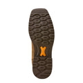 Brown shoe sole with a brand logo on a white background
