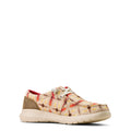 Sneaker with patterned design on a white background