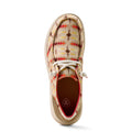 Beige shoe with patterned design on a white background