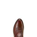Brown leather boot on a white background