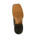 Close-up of a boot sole with Ariat logo on a white background