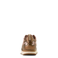 Brown sneaker with floral patterns on a white background