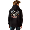 Kids black hooded jumper with skull graphic print.