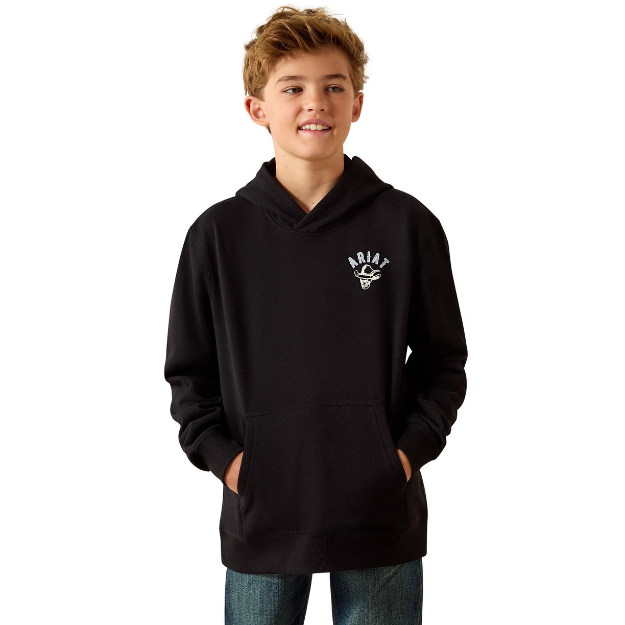 Ariat Stitched Skull Hoodie in Black - Detail View 1