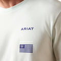 White t-shirt with Ariat logo on a white background
