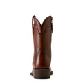 Heel view of Brown Ariat cowboy boot