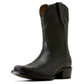 Black Ariat cowboy boot with square toe and pull straps