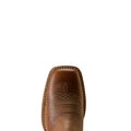 Close-up of a brown leather boot sole on a white background
