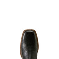 Close-up of a black leather boot sole on a white background