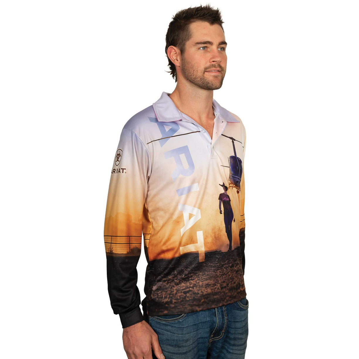 Ariat Unisex Adult's Fishing Shirt in Outback Cowgirl print - Men's Front
