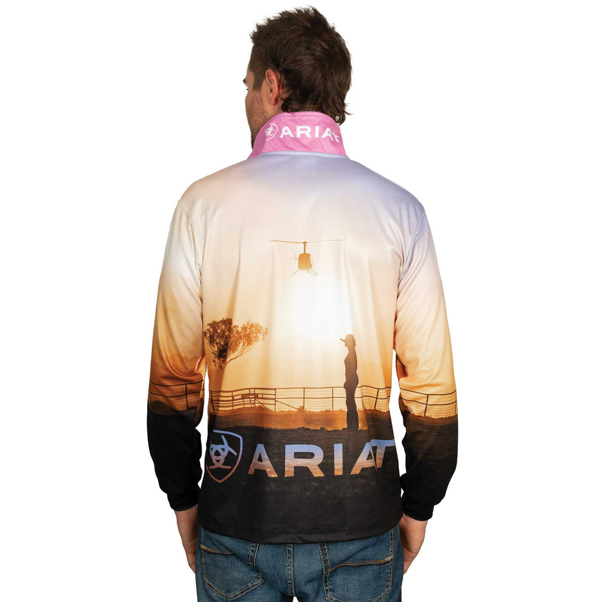 Ariat Unisex Adult's Fishing Shirt in Outback Cowgirl print - Men's Back