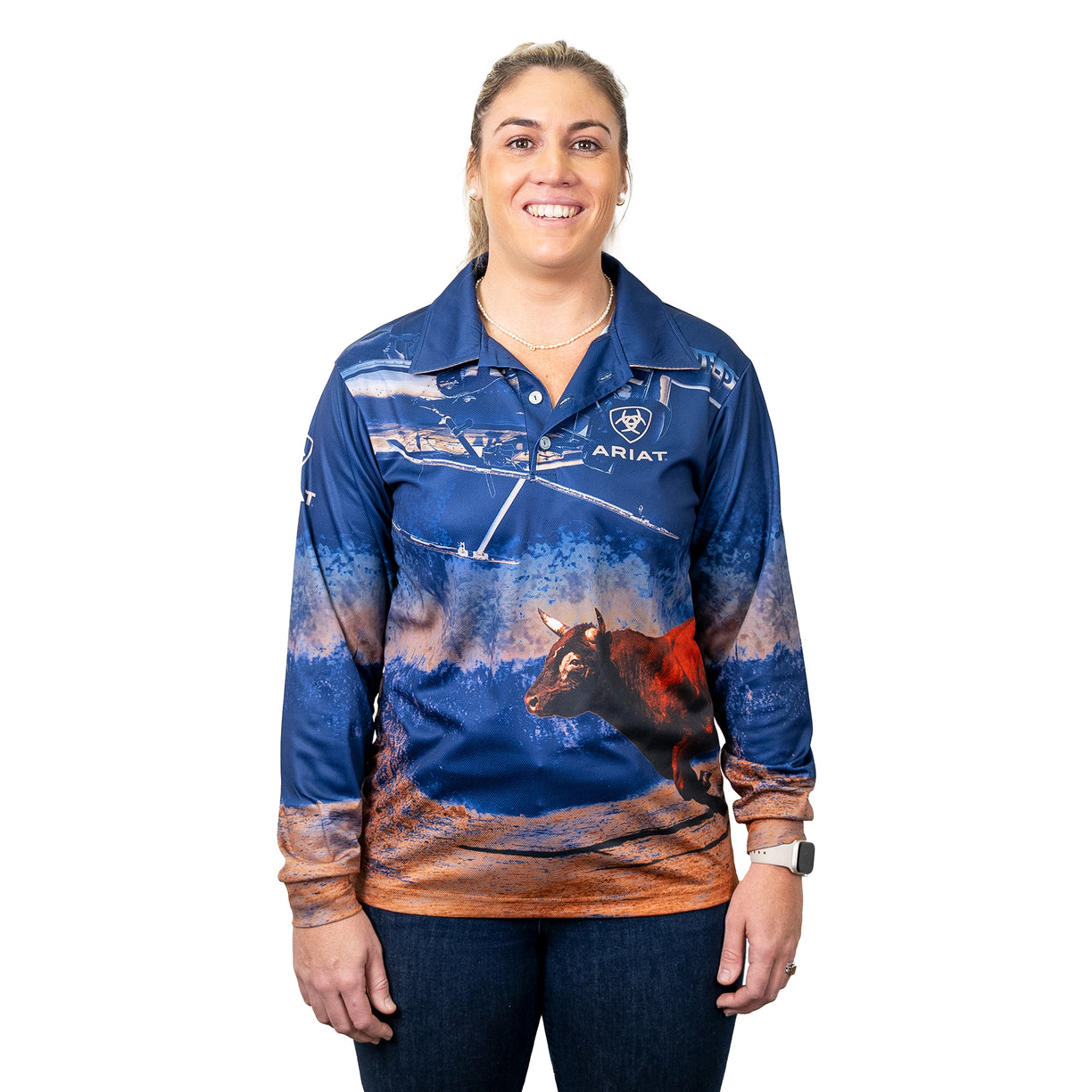 Ariat Adult Fishing Shirt - Bull Catcher Pattern