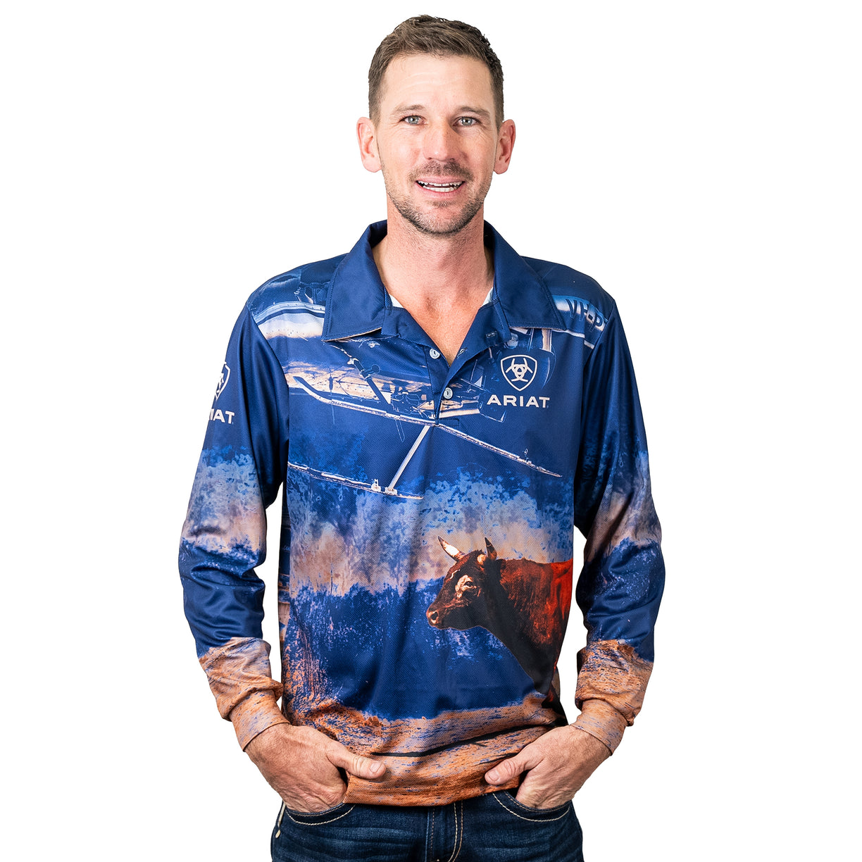 Ariat Adult Fishing Shirt - Bull Catcher Pattern