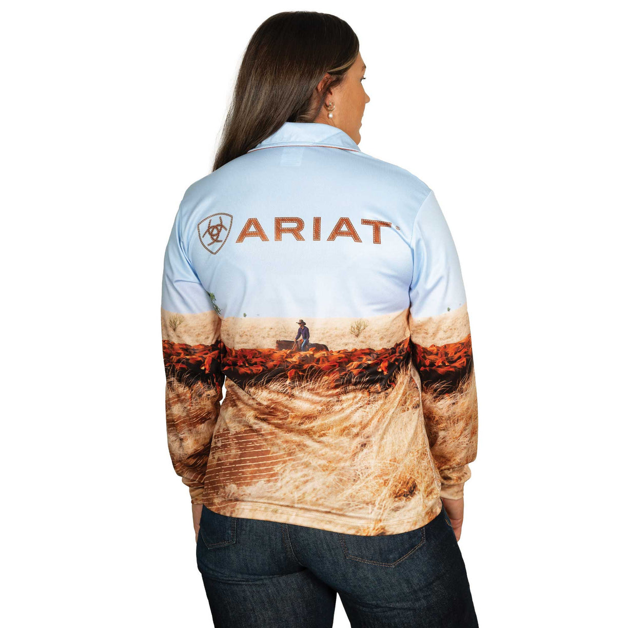 Ariat Unisex Adult's Fishing Shirt in Cattleman print - Women's Back