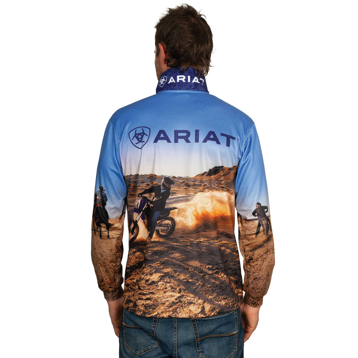 Ariat Adult's Fishing Shirt in Let's Ride print - Men's Back