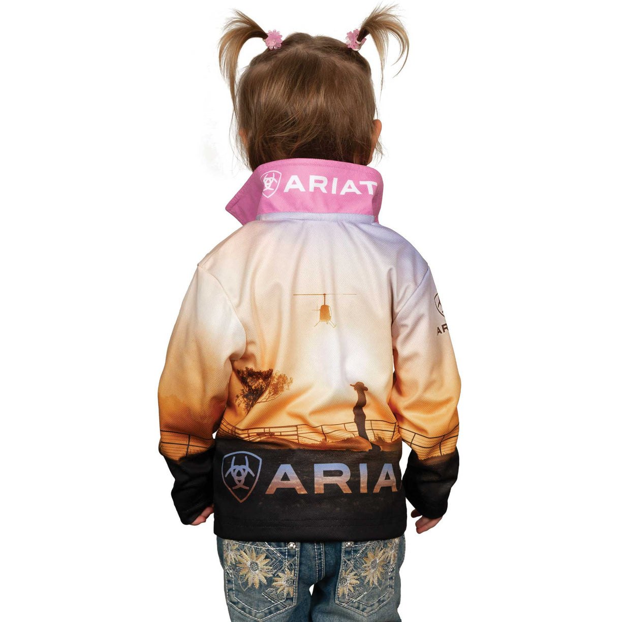 Ariat Kids' Fishing Shirt in Outback Cowgirl print - Back