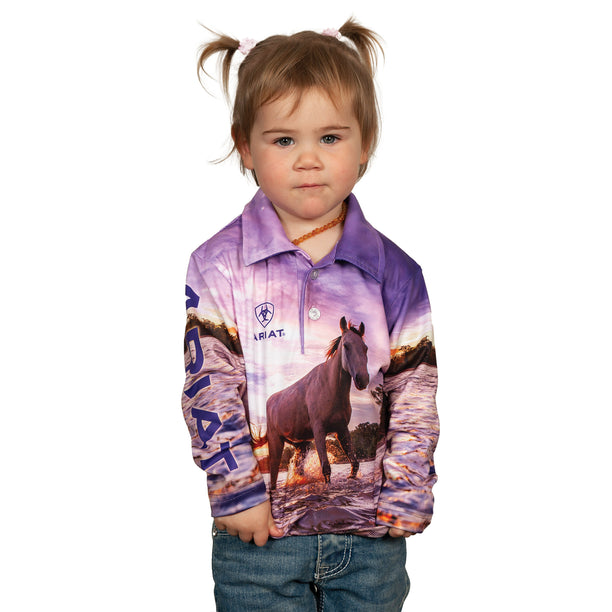 Ariat Kids Fishing Shirt in Ariat Family print - Front