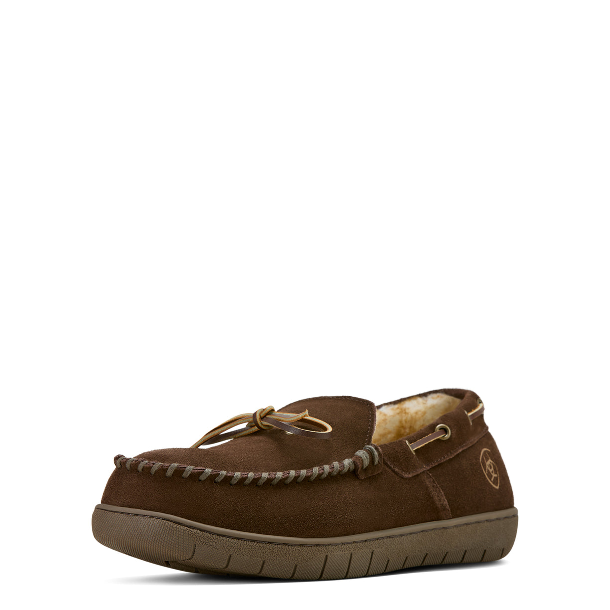 Ariat Men's Harrison Moccasin Slipper in dark brown leather - Front