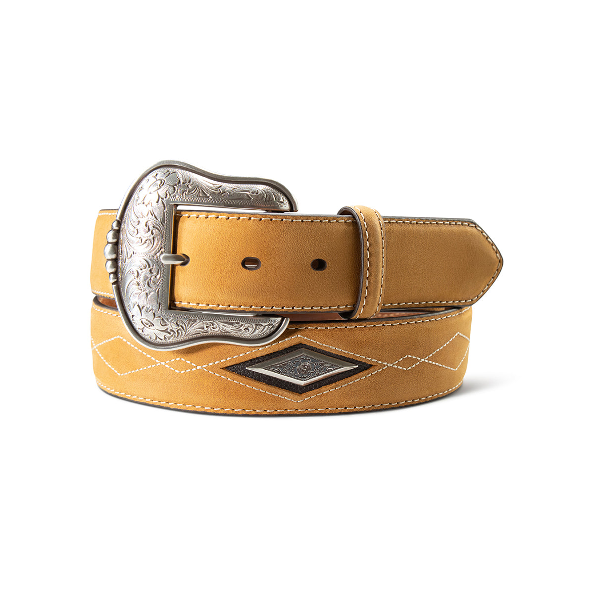 Boot Stitch Belt with Diamond Conchos