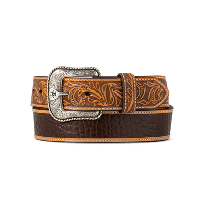 Crocodile Inlay Embossed Tabs Belt