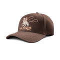 Ariat cap in brown with an embroidered cowboy roping a horse design