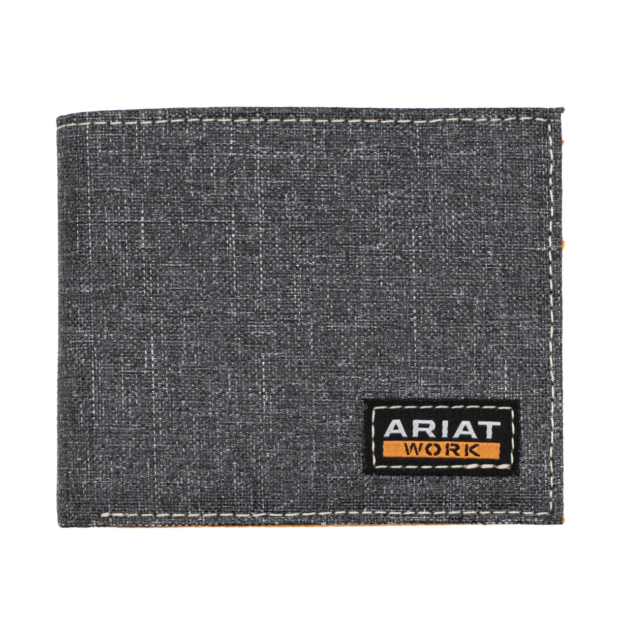 Gray denim wallet with Ariat Work logo on a white background