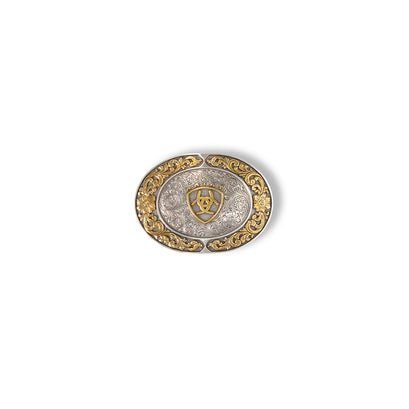 Oval Smooth Edge Floral Emblem Buckle