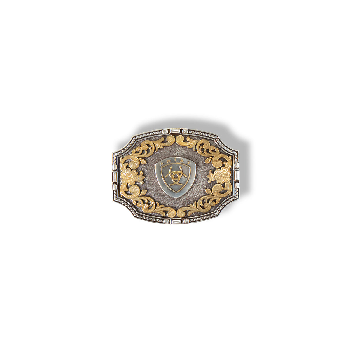 Rectangle Rope Edge Floral Buckle
