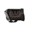 Ariat Cassanova crossbody bag in black leather with an orange boot stitch eagle design
