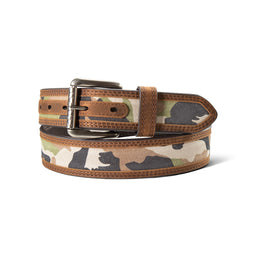Camo print brown leather suede work belt